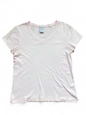 Vintage 2005 Old Navy Perfect Fit V-Neck Tee // Baby Pink Y2K Basic Top L